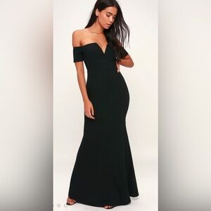 Lulu's Elegant Black Off-Shoulder Maxi Dress